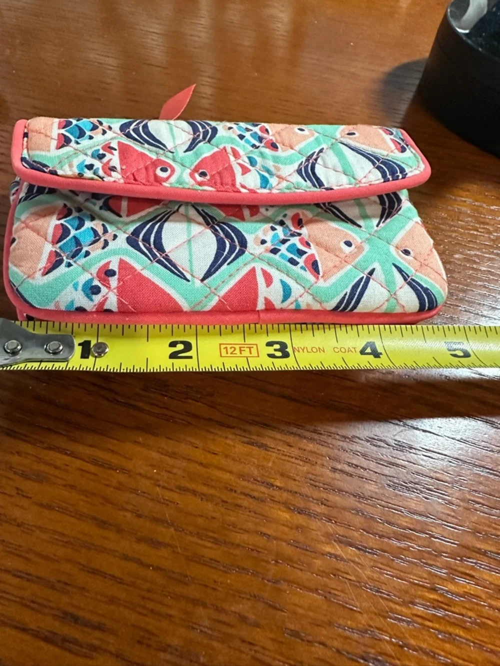 Vera Bradley Coral & Mint Quilted Fish Print Wallet - Picture 6 of 7